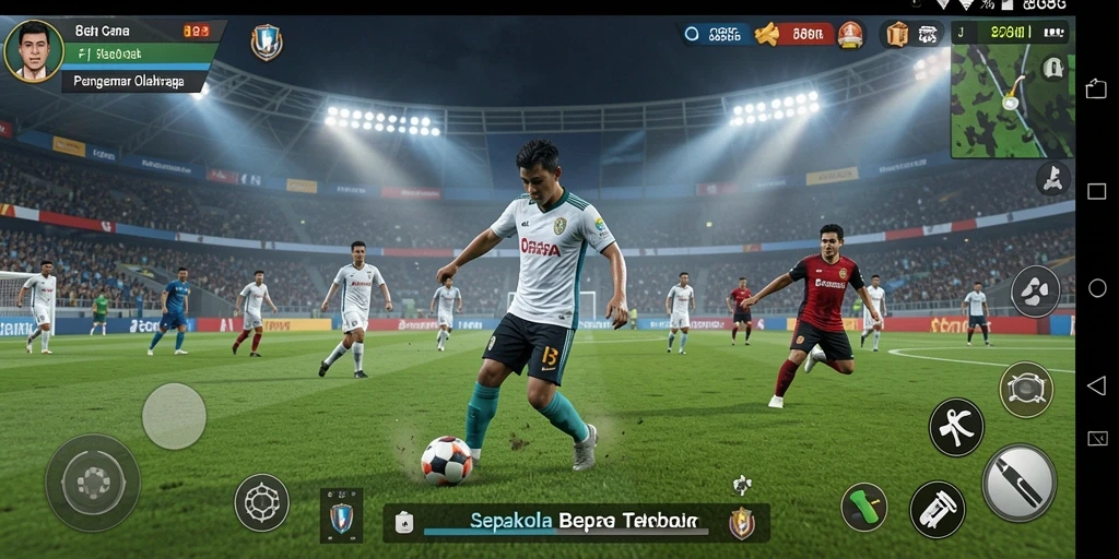 Screenshot gameplay 8G8G menampilkan aksi sepak bola yang intens.