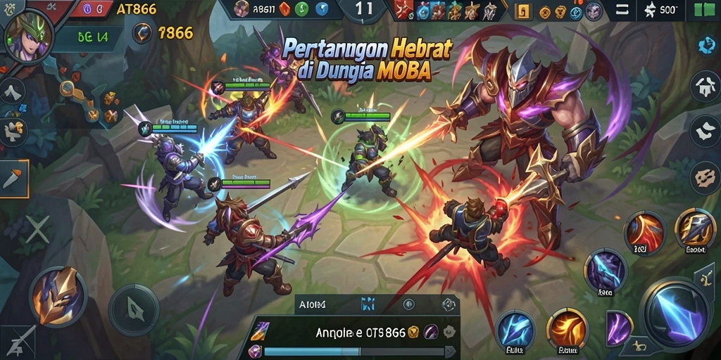 Tampilan layar utama gameplay <strong>AT866</strong> yang mendebarkan di arena MOBA.