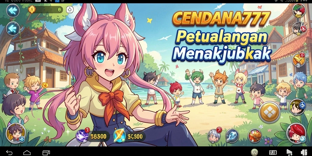 Tampilan gameplay CENDANA777 dengan karakter anime yang menawan.