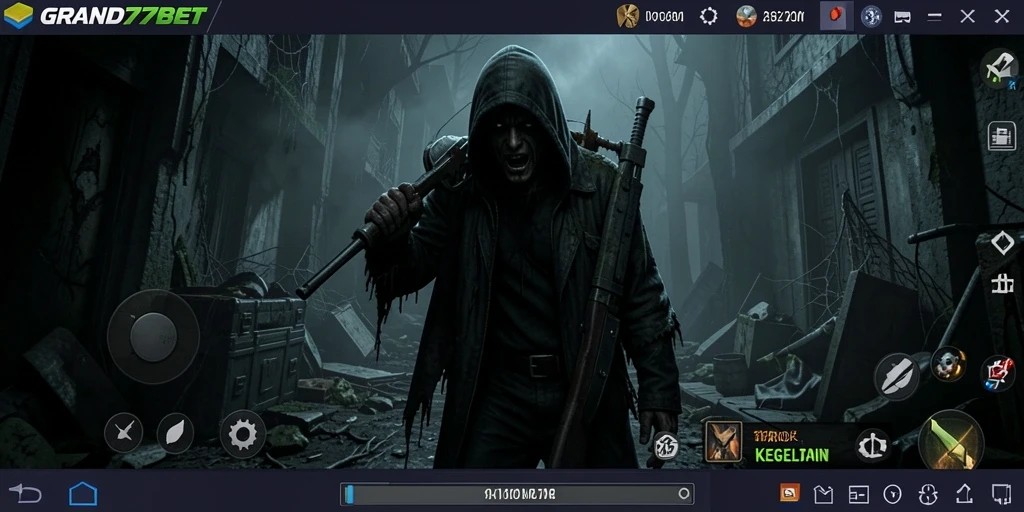 Screenshot gameplay menampilkan suasana mencekam dalam GRAND77BET.