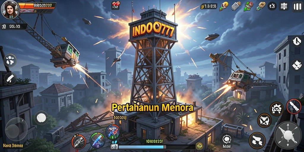 Tampilan gameplay INDO777 yang menegangkan dalam tantangan Tower Defense.