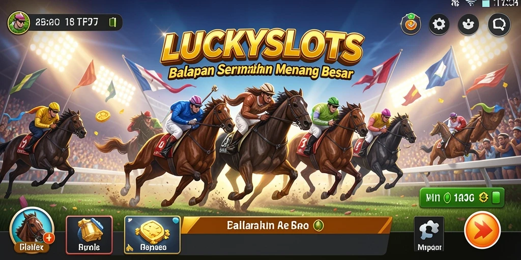 Tampilan gameplay balapan mendebarkan di LUCKYSLOTS.