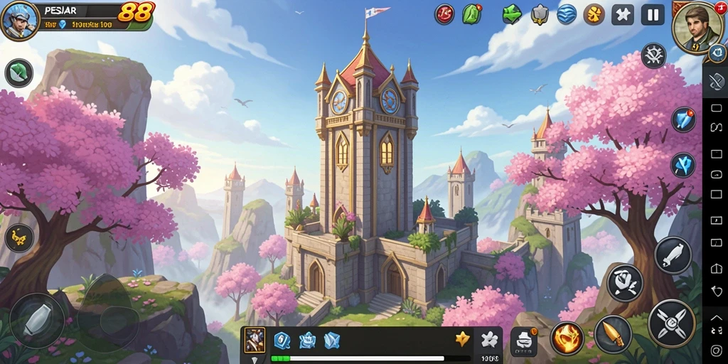 Screenshot permainan PESIAR88 menampilkan serangan menara yang epik dalam Tower Defense.