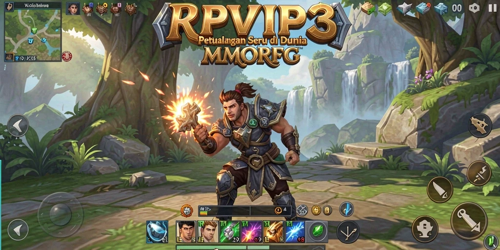Screenshot RPVIP3 menampilkan gameplay penuh aksi dan petualangan MMORPG.