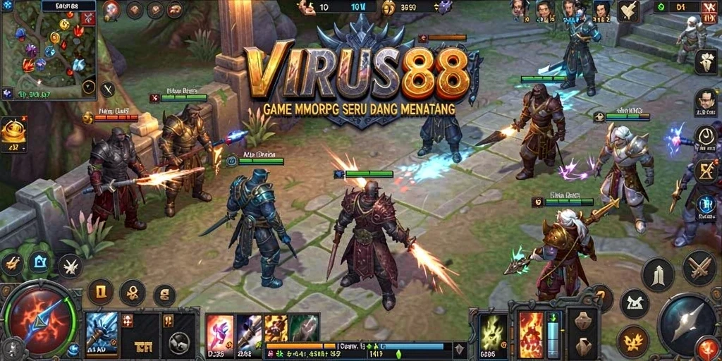 Tampilan gameplay <strong>VIRUS88</strong> yang mengagumkan dengan aksi pertempuran yang mendebarkan.