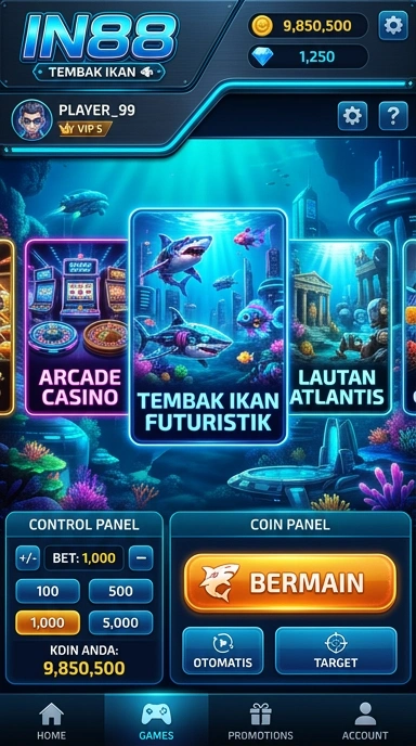 Tampilan antarmuka pengguna in88 yang ramah dan intuitif.